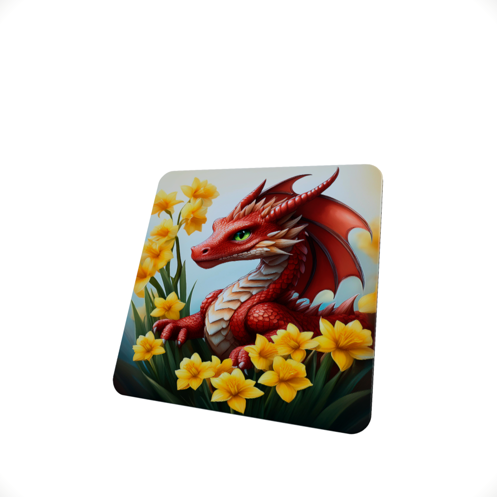 Dragon and Daffodils ... Hardboard Coaster